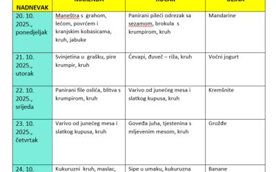 Jelovnik od 20. do 24. listopada 2025.